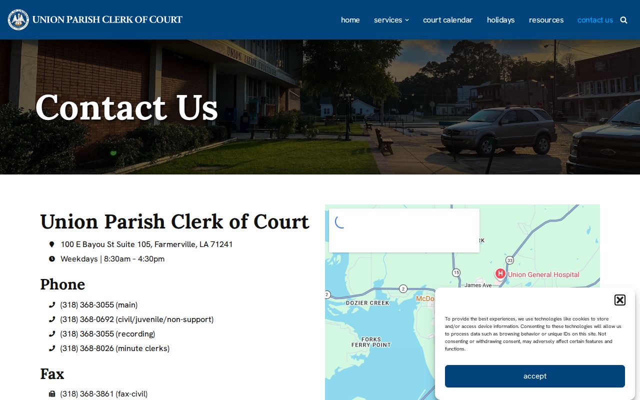 Union Parish court records Clerk contact information