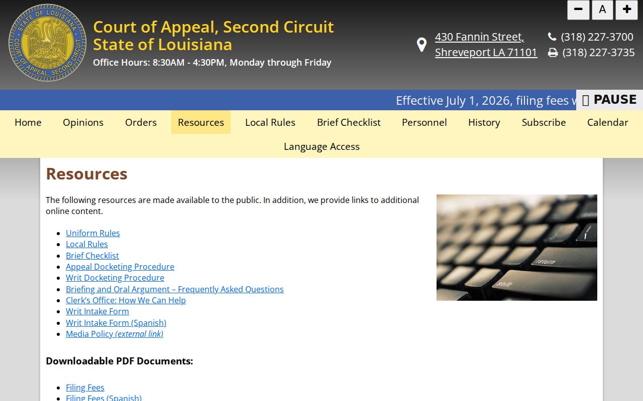 Union Parish court docket appellate records resources from Louisiana Second Circuit