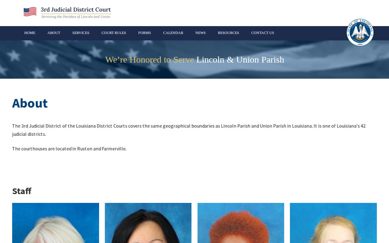 Union Parish court docket calendar and Third Judicial District Court information