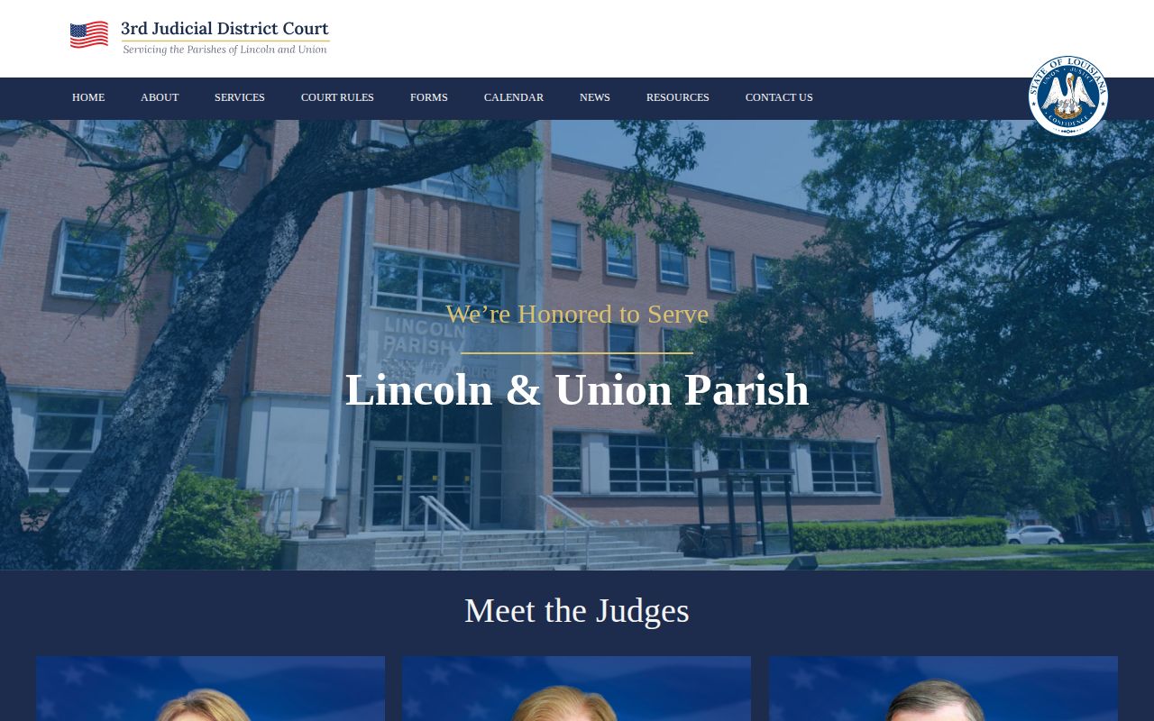 Union Parish court docket access through the Third Judicial District Court website