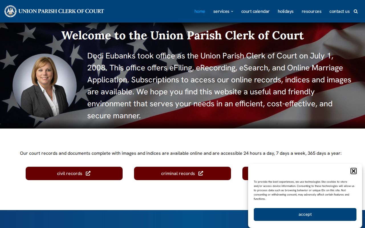Union Parish court docket Union Parish Clerk of Court online records page
