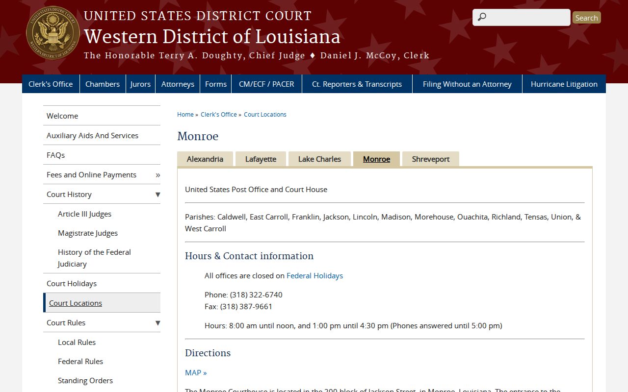Union Parish court docket federal Monroe Division court route